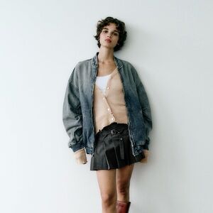 Zara Oversized Denim Bomber Jacket